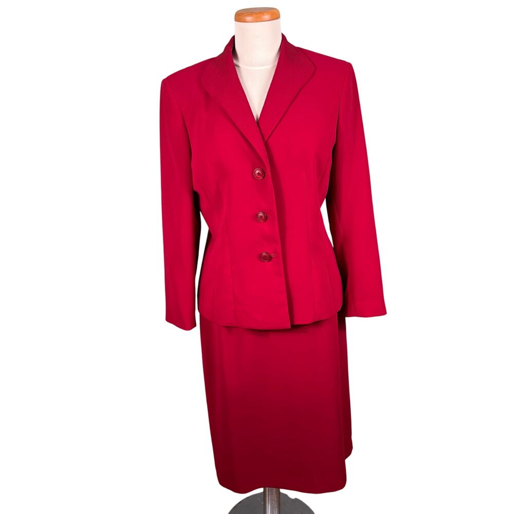 Evan Picone Red Blazer & Skirt Set